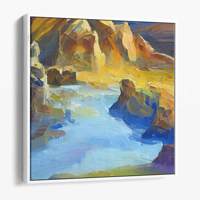 Ethereal Waterscapes Merge: Abstract Landscape with Serene Lake