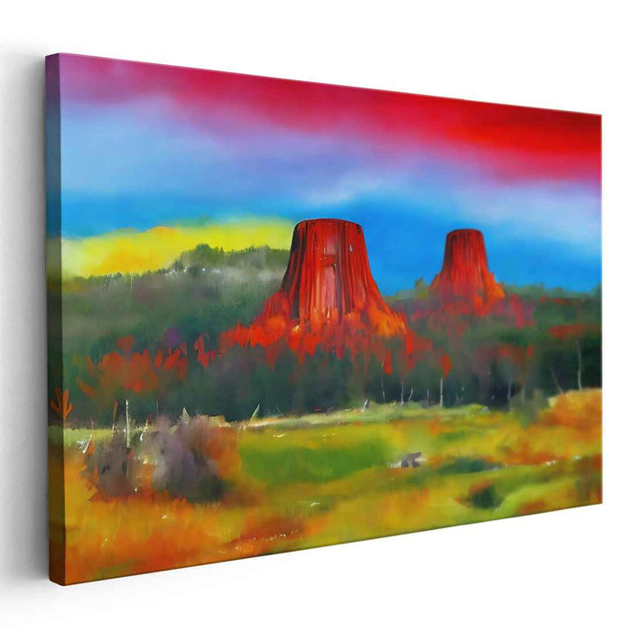 Fiery Mesas: A Vivid Landscape Canvas Art