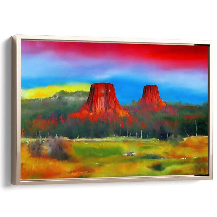Fiery Mesas: A Vivid Landscape Canvas Art