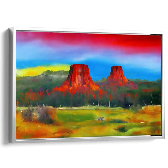 Fiery Mesas: A Vivid Landscape Canvas Art