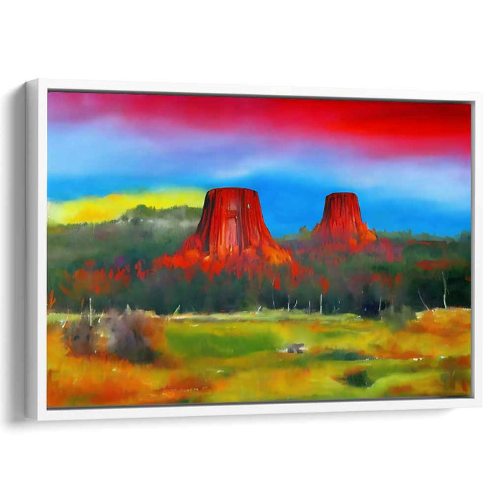 Fiery Mesas: A Vivid Landscape Canvas Art
