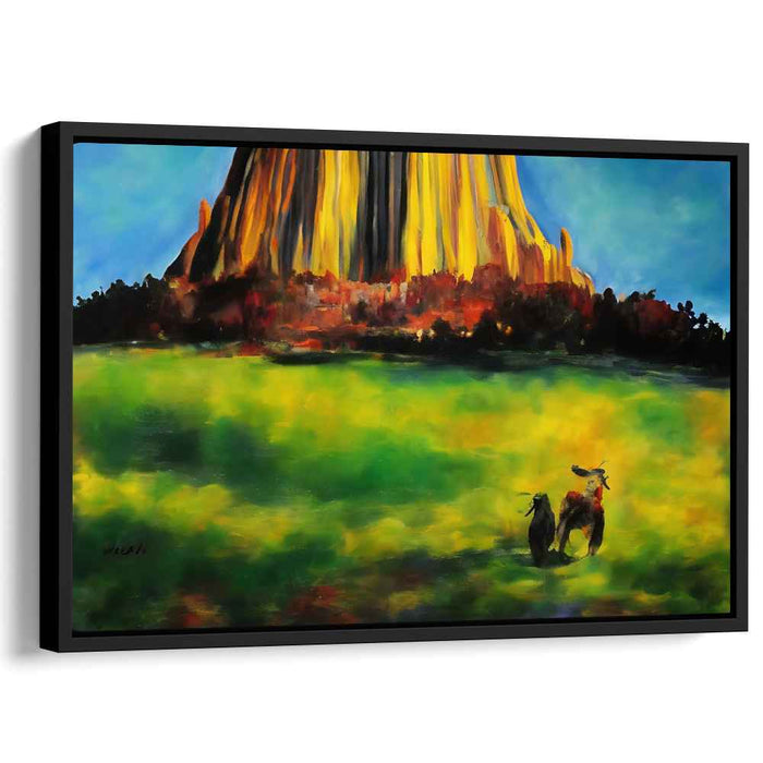 Meadow Majesty Rising High: Towering Rock Formation in Vibrant Meadow