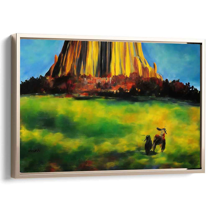 Meadow Majesty Rising High: Towering Rock Formation in Vibrant Meadow