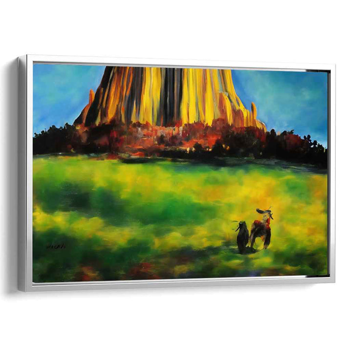 Meadow Majesty Rising High: Towering Rock Formation in Vibrant Meadow