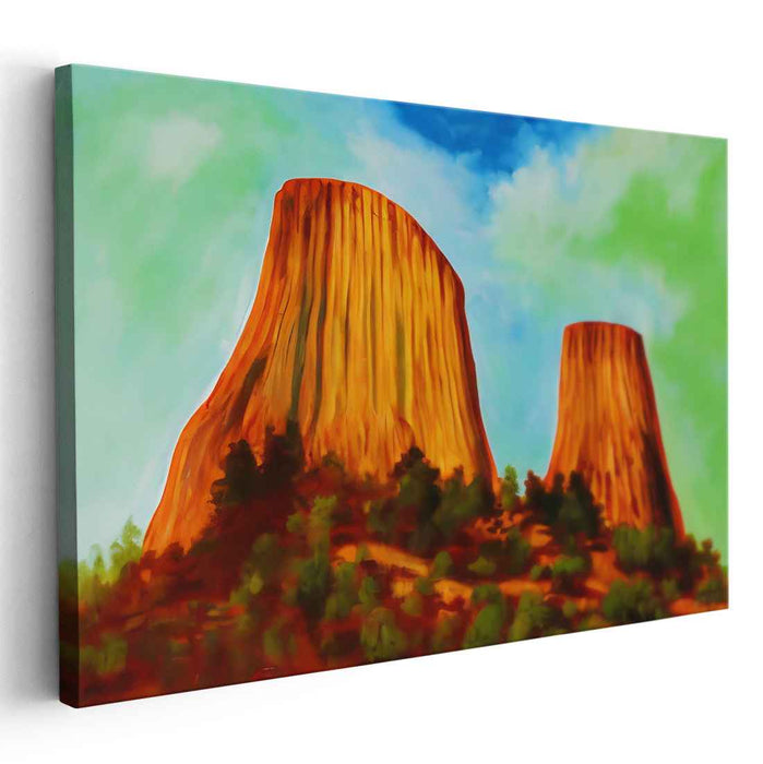 Ember Glow Above Molten Earth: Fiery Orange Rock Formations Under a Vibrant Sky