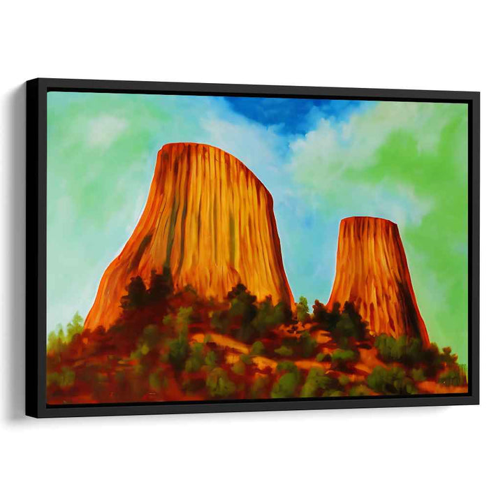 Ember Glow Above Molten Earth: Fiery Orange Rock Formations Under a Vibrant Sky