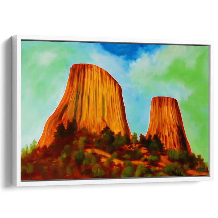 Ember Glow Above Molten Earth: Fiery Orange Rock Formations Under a Vibrant Sky