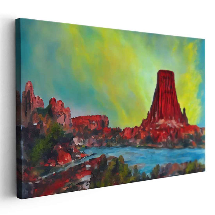 Majestic Mesa: Sunset Over Desert Landscape Canvas Art Print