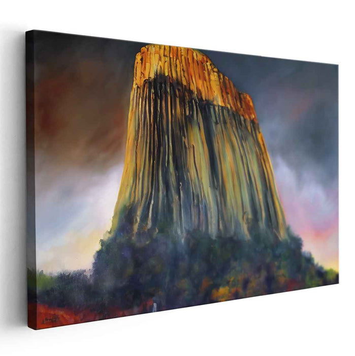 Looming Skies Over Terrain: Dramatic Landscape Canvas Art Print