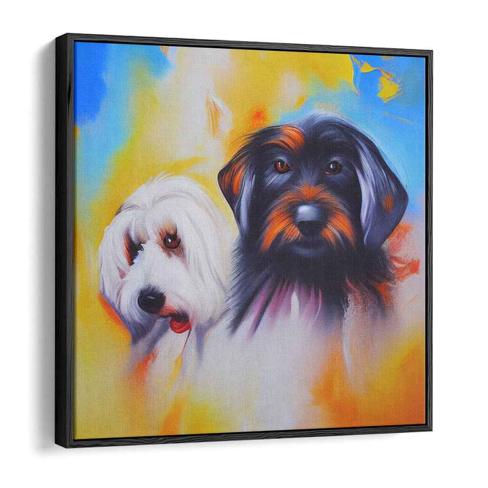 Canine Companions: Vibrant Dual Portrait of Loyal Dogs on Canvas