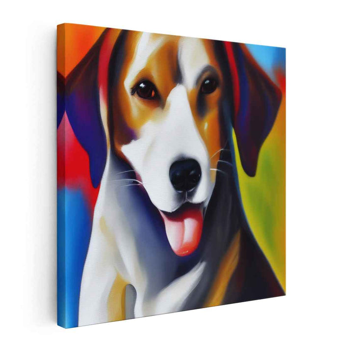 Loyal Companion: Vibrant Dog Portrait Canvas Art Print