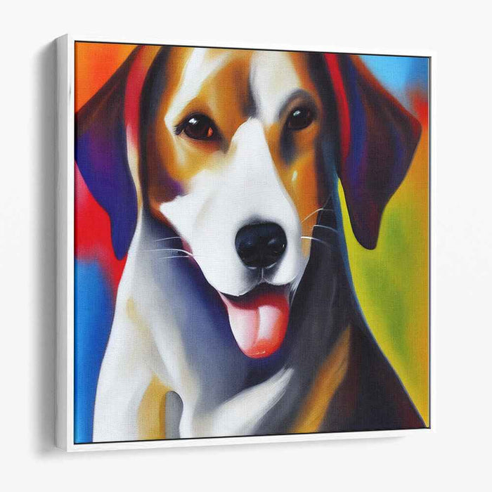 Loyal Companion: Vibrant Dog Portrait Canvas Art Print