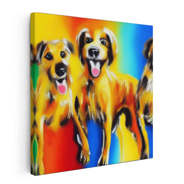 Joyful Canines: Vibrant Pop Art Dogs Canvas Print