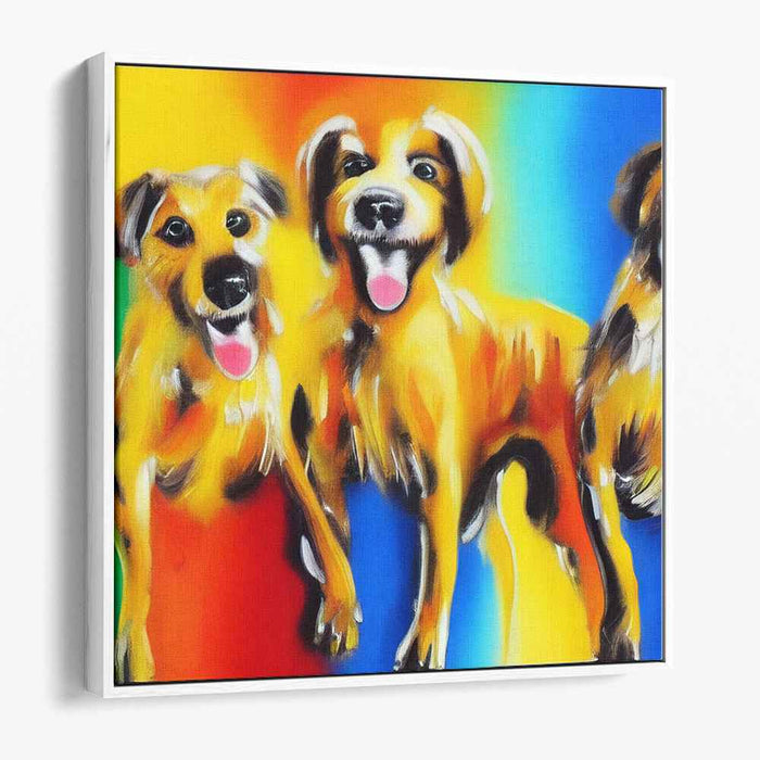 Joyful Canines: Vibrant Pop Art Dogs Canvas Print