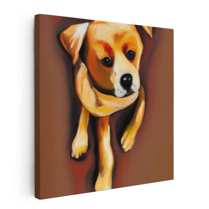 Whimsical Bark Symphony: Impressionistic Dog Portrait Canvas Art Print