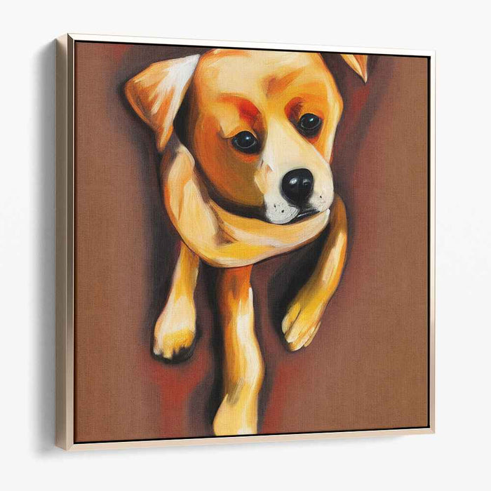 Whimsical Bark Symphony: Impressionistic Dog Portrait Canvas Art Print