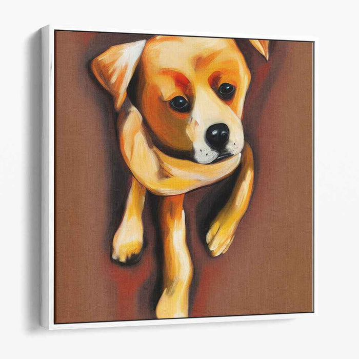 Whimsical Bark Symphony: Impressionistic Dog Portrait Canvas Art Print