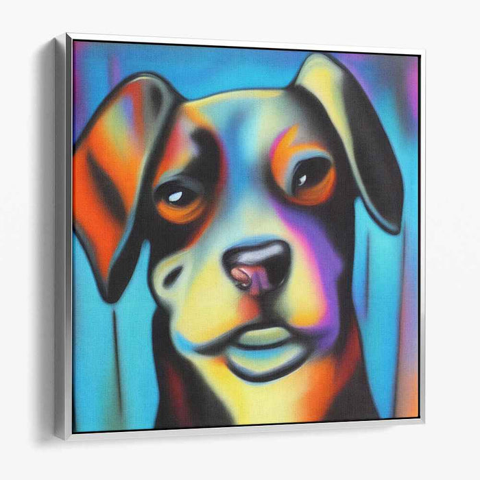 Vibrant Canine Curiosity: Contemporary Dog Portrait in Electric Hues