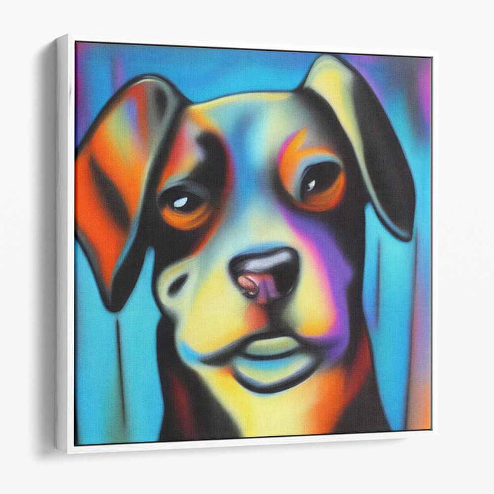 Vibrant Canine Curiosity: Contemporary Dog Portrait in Electric Hues