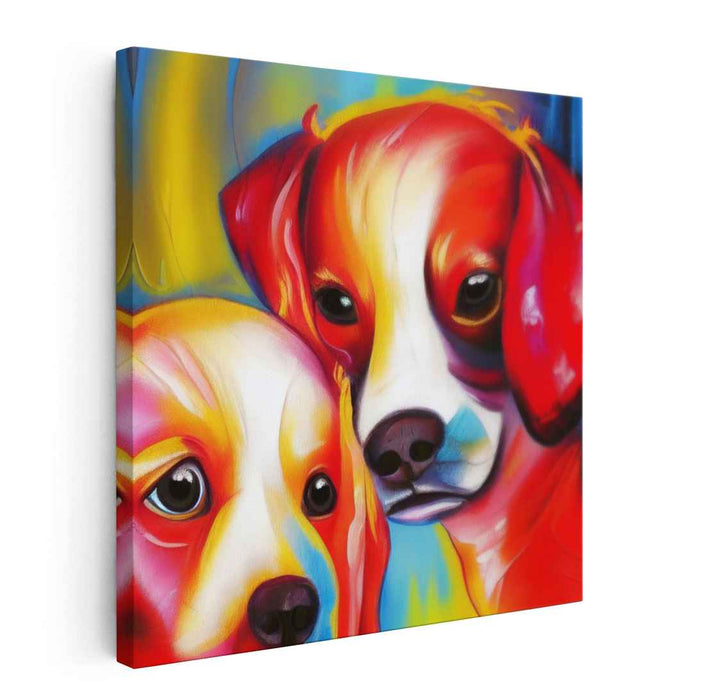 Vibrant Pooch Palette: Expressive Colorful Dog Portrait Canvas Art Print