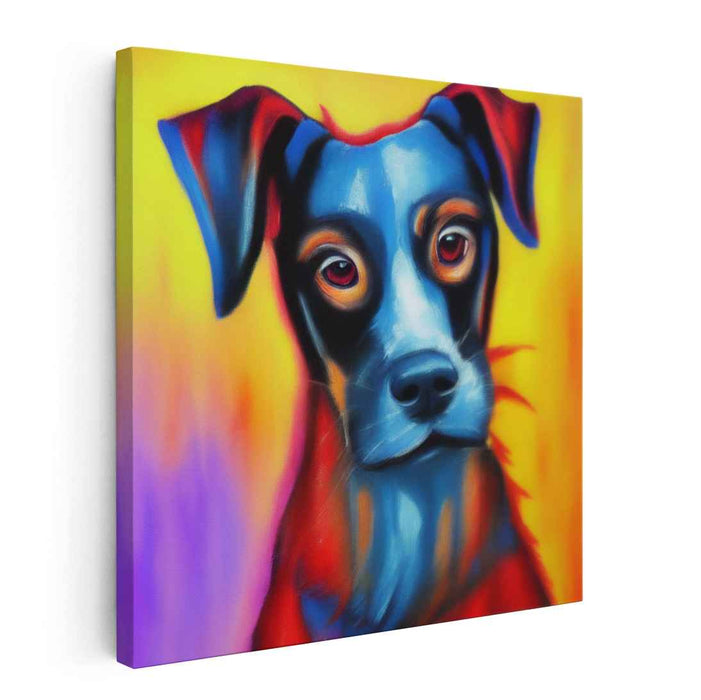 Vivid Canine: Abstract Expressionist Dog Portrait Canvas Art Print