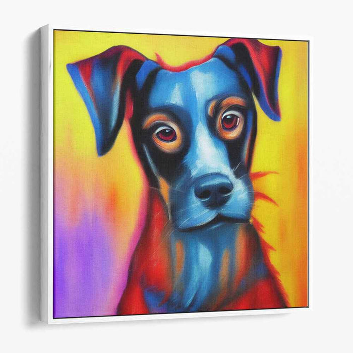 Vivid Canine: Abstract Expressionist Dog Portrait Canvas Art Print