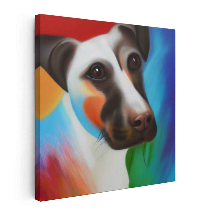 Vivid Canine Portrait: Colorful Expressionist Dog Canvas Art Print