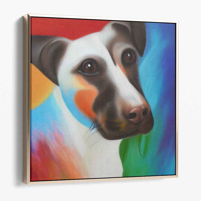 Vivid Canine Portrait: Colorful Expressionist Dog Canvas Art Print