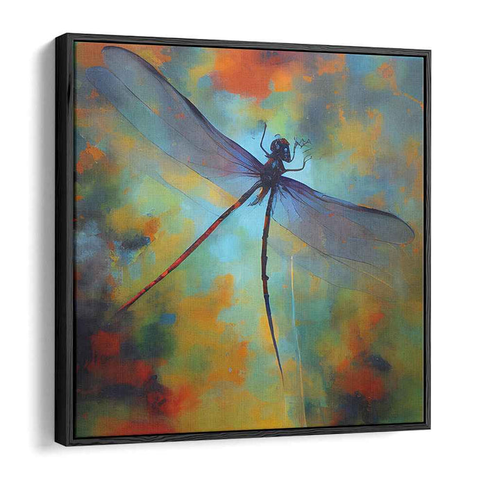 Fluttering Prism Wings: Abstract Dragonfly Canvas Art Print