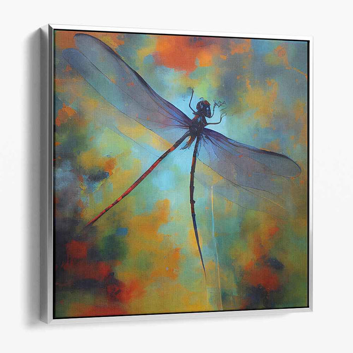 Fluttering Prism Wings: Abstract Dragonfly Canvas Art Print