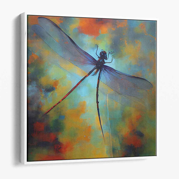 Fluttering Prism Wings: Abstract Dragonfly Canvas Art Print