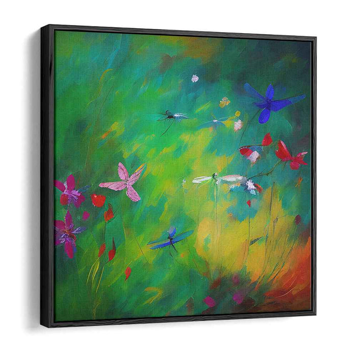 Fluttering Essence: Abstract Dragonflies and Butterflies Canvas Art Print