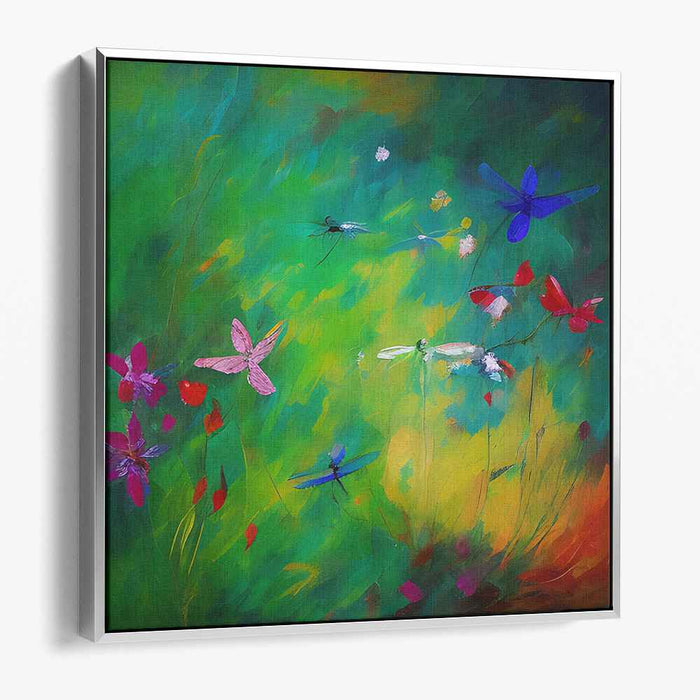 Fluttering Essence: Abstract Dragonflies and Butterflies Canvas Art Print