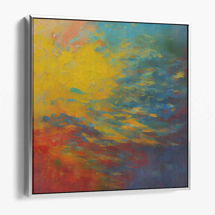 Primary Palette Abstraction: Abstract Expressionist Yellow, Blue, and Red Canvas Art Print