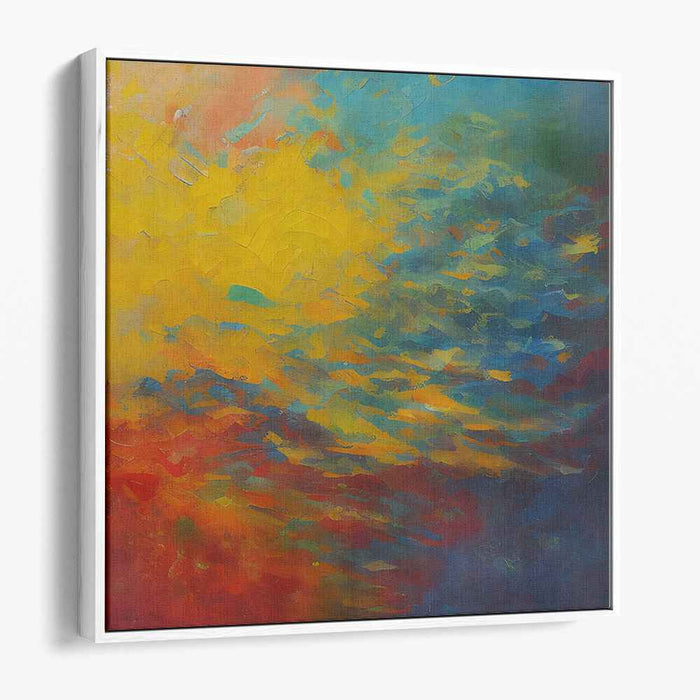 Primary Palette Abstraction: Abstract Expressionist Yellow, Blue, and Red Canvas Art Print