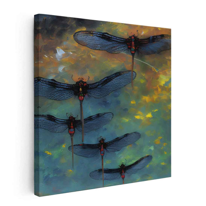 Ethereal Dragonflies: A Dance of Color and Light Canvas Art Print
