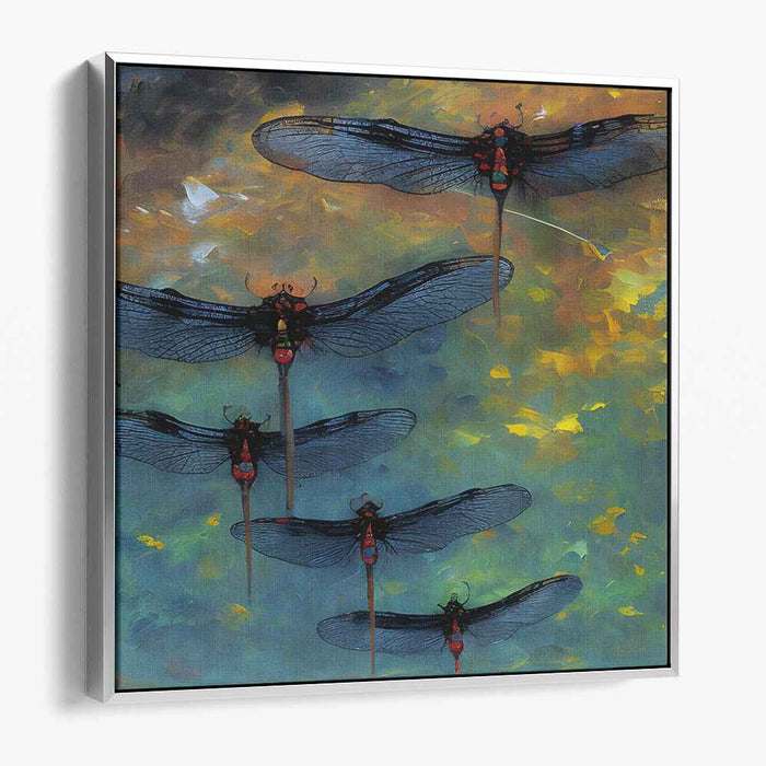 Ethereal Dragonflies: A Dance of Color and Light Canvas Art Print