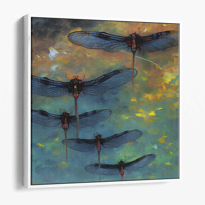 Ethereal Dragonflies: A Dance of Color and Light Canvas Art Print