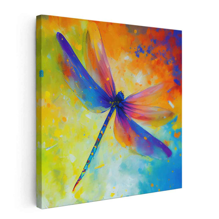 Radiant Dragonfly: A Symphony of Colors - Abstract Expressionist Canvas Art