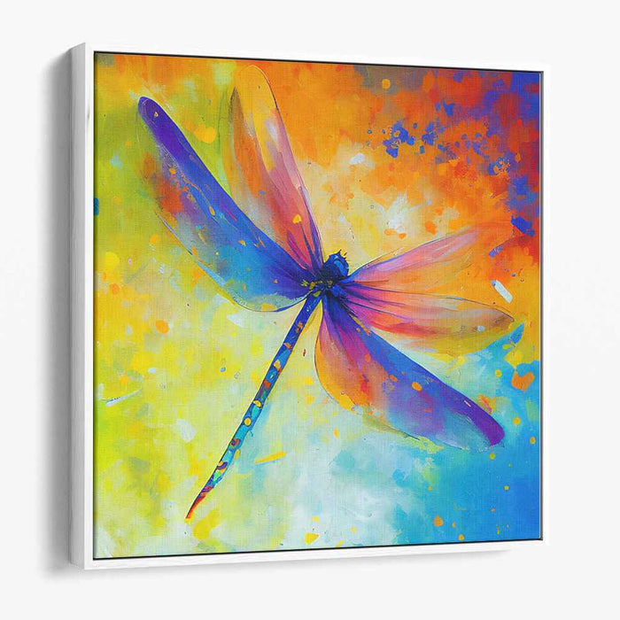 Radiant Dragonfly: A Symphony of Colors - Abstract Expressionist Canvas Art