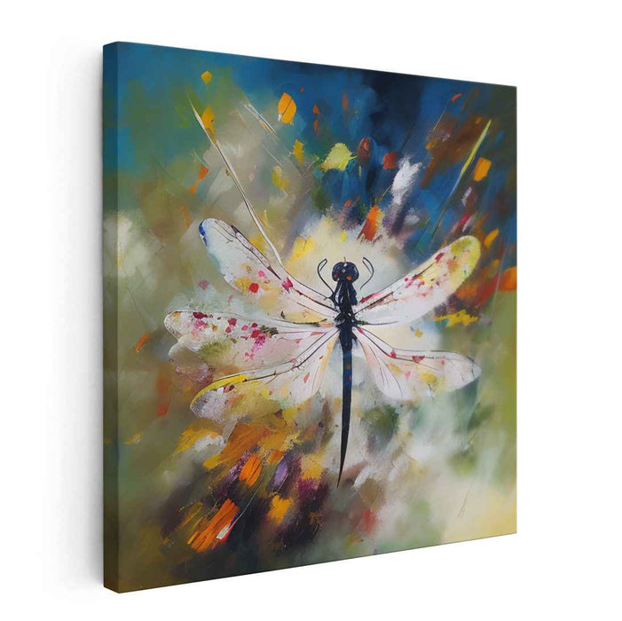 Winged Whispers Artistry: Abstract Dragonfly Canvas Art Print