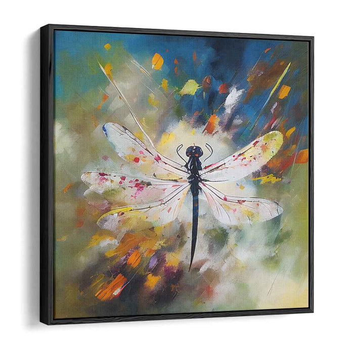 Winged Whispers Artistry: Abstract Dragonfly Canvas Art Print