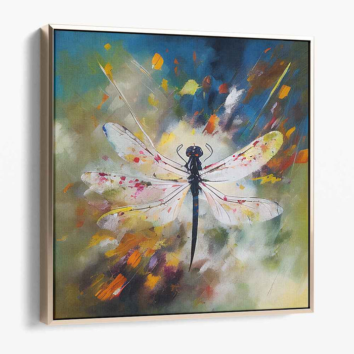 Winged Whispers Artistry: Abstract Dragonfly Canvas Art Print