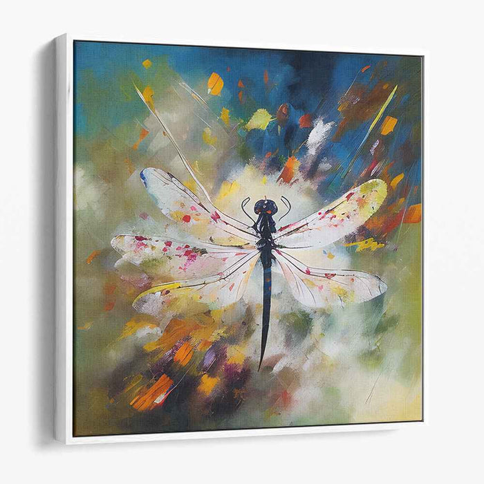 Winged Whispers Artistry: Abstract Dragonfly Canvas Art Print