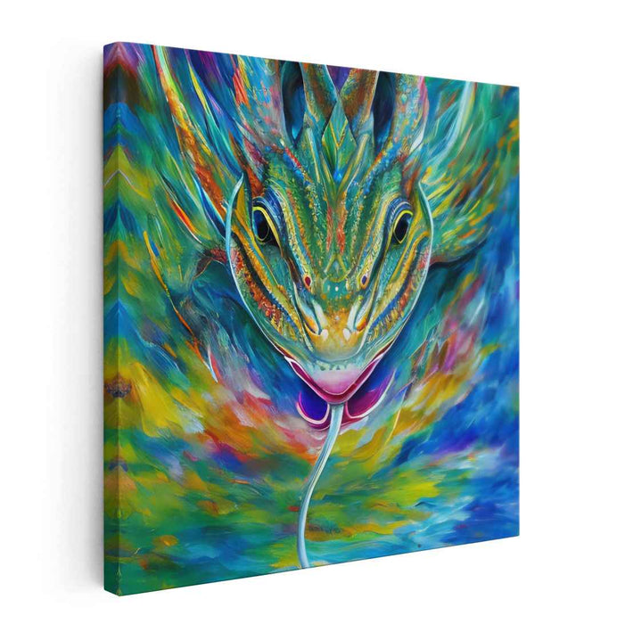 Shifting Hues on Display: Dynamic Chameleon Canvas Art Print