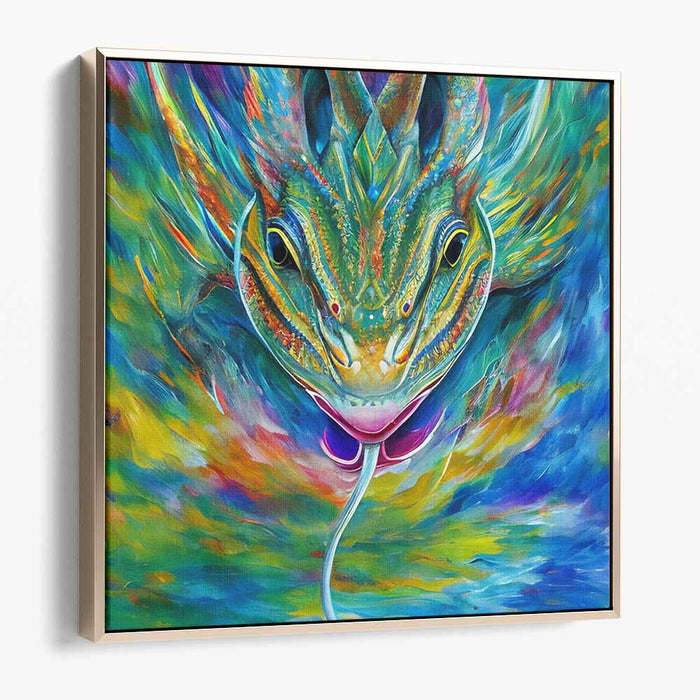 Shifting Hues on Display: Dynamic Chameleon Canvas Art Print