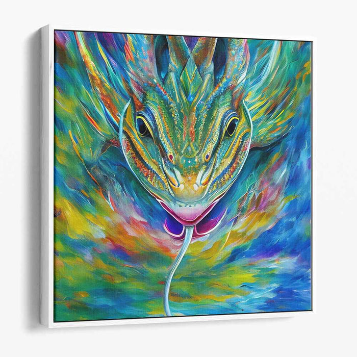 Shifting Hues on Display: Dynamic Chameleon Canvas Art Print