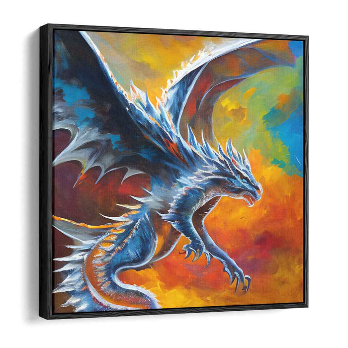Majestic Dragon in Fiery Skies: Fantasy Epic Canvas Art Print