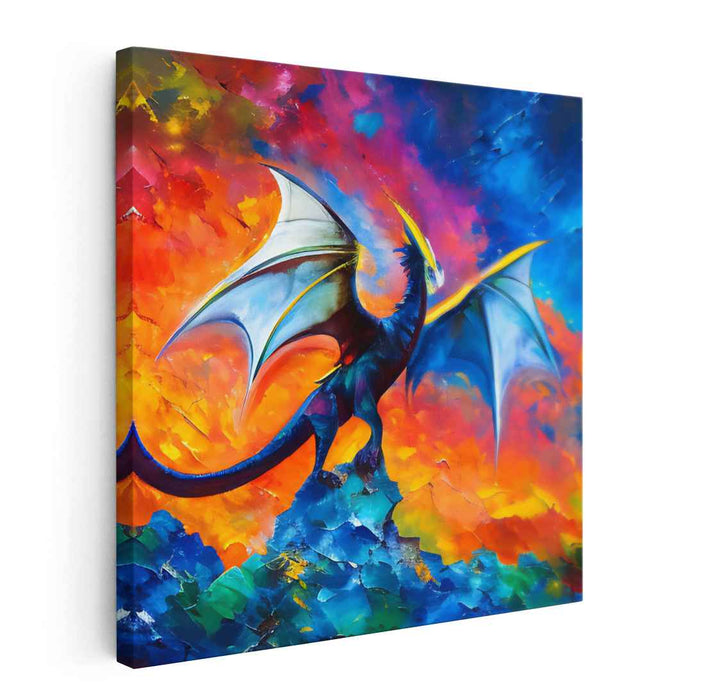 Ethereal Ember Horizon: Fiery Fantasy Landscape Canvas Art Print