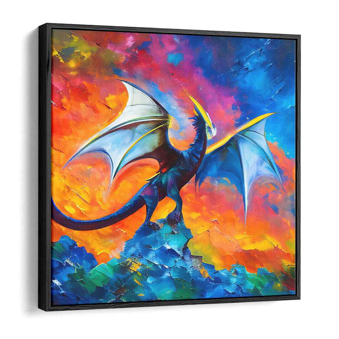 Ethereal Ember Horizon: Fiery Fantasy Landscape Canvas Art Print